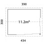 Grundriss Palmako Gartenhaus Amanda Slide, 390x300 cm, Fläche 11,2 m².