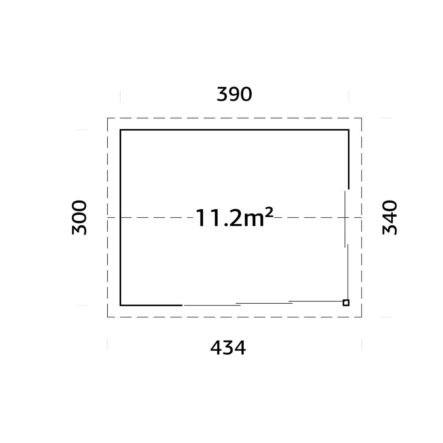 Grundriss Palmako Gartenhaus Amanda Slide, 390x300 cm, Fläche 11,2 m².