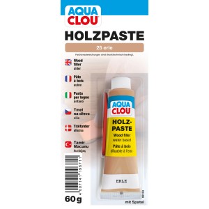 Clou Holzpaste, wasserverdünnbar, Farbton Erle, 60g Tube. Ideal zur Reparatur von Holz im Innenbereich.