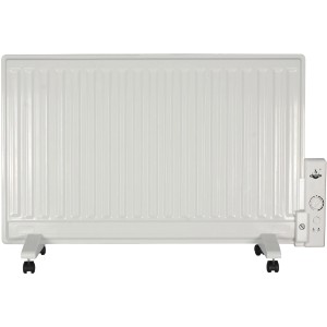 Weißer El Fuego Elektro-Ölradiator mit Rollen und Thermostat, 800 W Leistung.