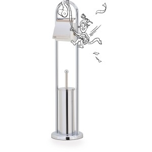 baliv WC-Bürstengarnitur ST-6960 mit Papierhalter, verchromt und freistehend.