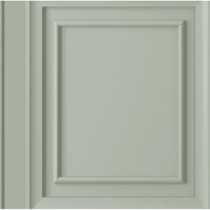 Detailansicht der Laura Ashley Vliestapete Redbrook Wood Panel in Salbeigrün.