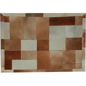 Kayoom Teppich Mystic, braun-multicolor, 160x230 cm, Lederteppich in Patchwork-Optik.