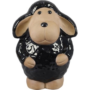 Deko-Schaf stehend aus Keramik 22 cm x 19 cm x 29 cm Schwarz