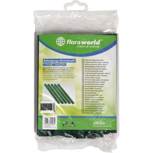 Grüne Klemmschienen für Sichtschutzstreifen, 1,5x19cm, 25er Pack zur Zaunbefestigung.