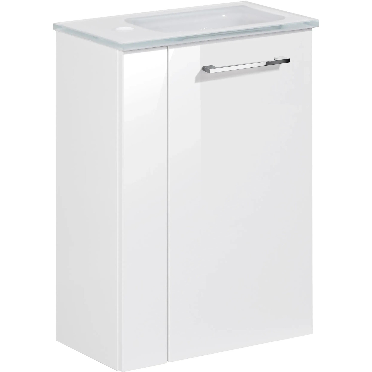 Fackelmann Waschbeckenunterschrank SBC, weiß, 44 cm breit, mit einem Einlegeboden und Softclose.