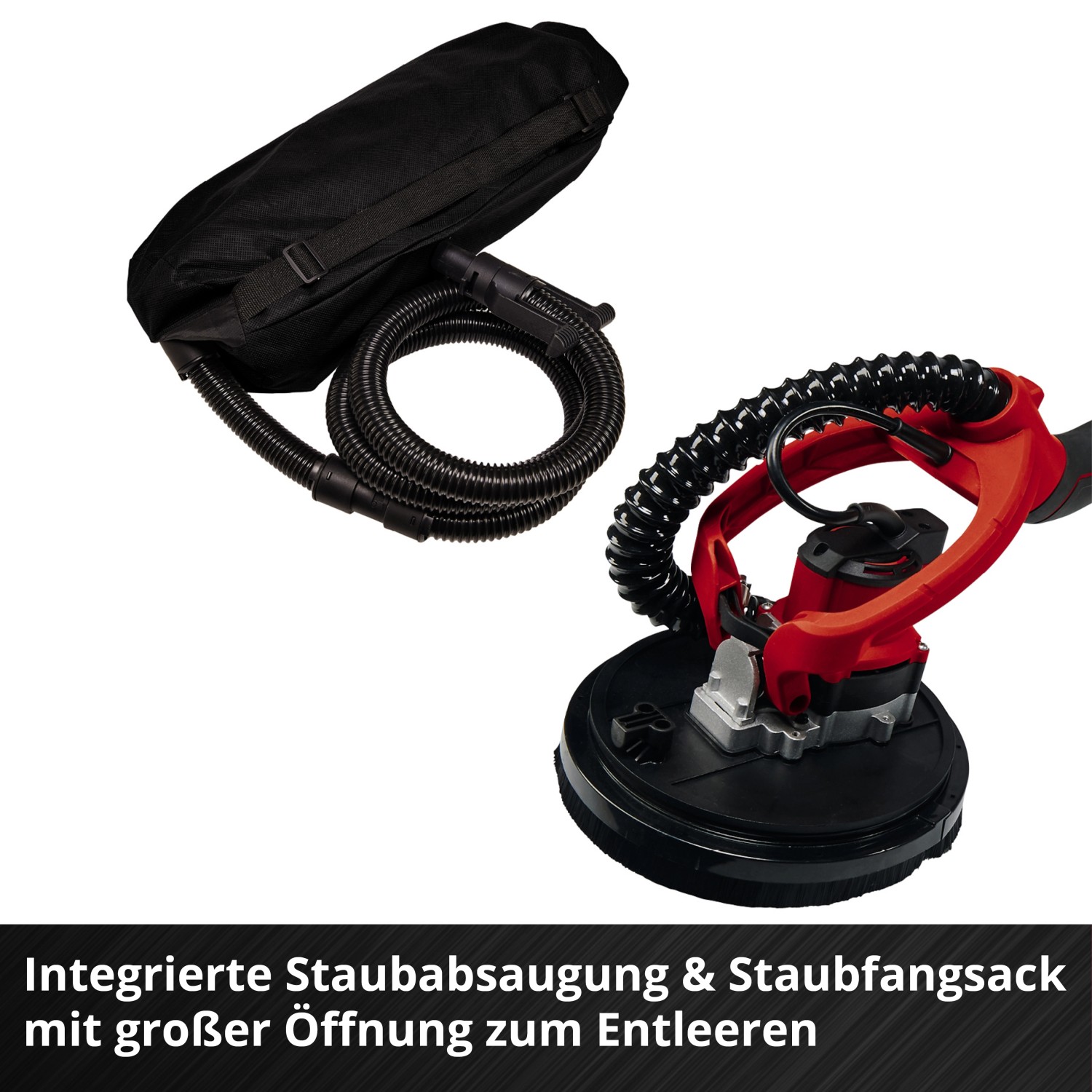 Einhell Akku-Trockenbauschleifer TP-DW 18/225 Li Solo mit Staubabsaugung und Zubehör.