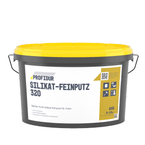 Eimer Profidur Silikat-Feinputz 320 Weiß, 8 kg, für Innenputz.