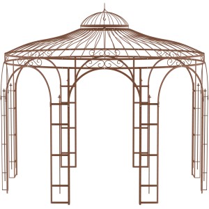 Eleo Pavillon Florenz aus Metall, unbeschichtet, für Garten & Terrasse. Schmiedeeisen-Optik.