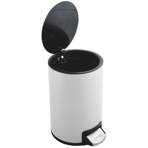 Weißer Spirella Kosmetikeimer Riku 5L mit Pedal und offenem Deckel.