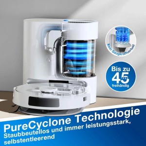 Ecovacs Deebot N20 Plus Saugroboter in Weiß mit Reinigungsstation und PureCyclone Technologie.