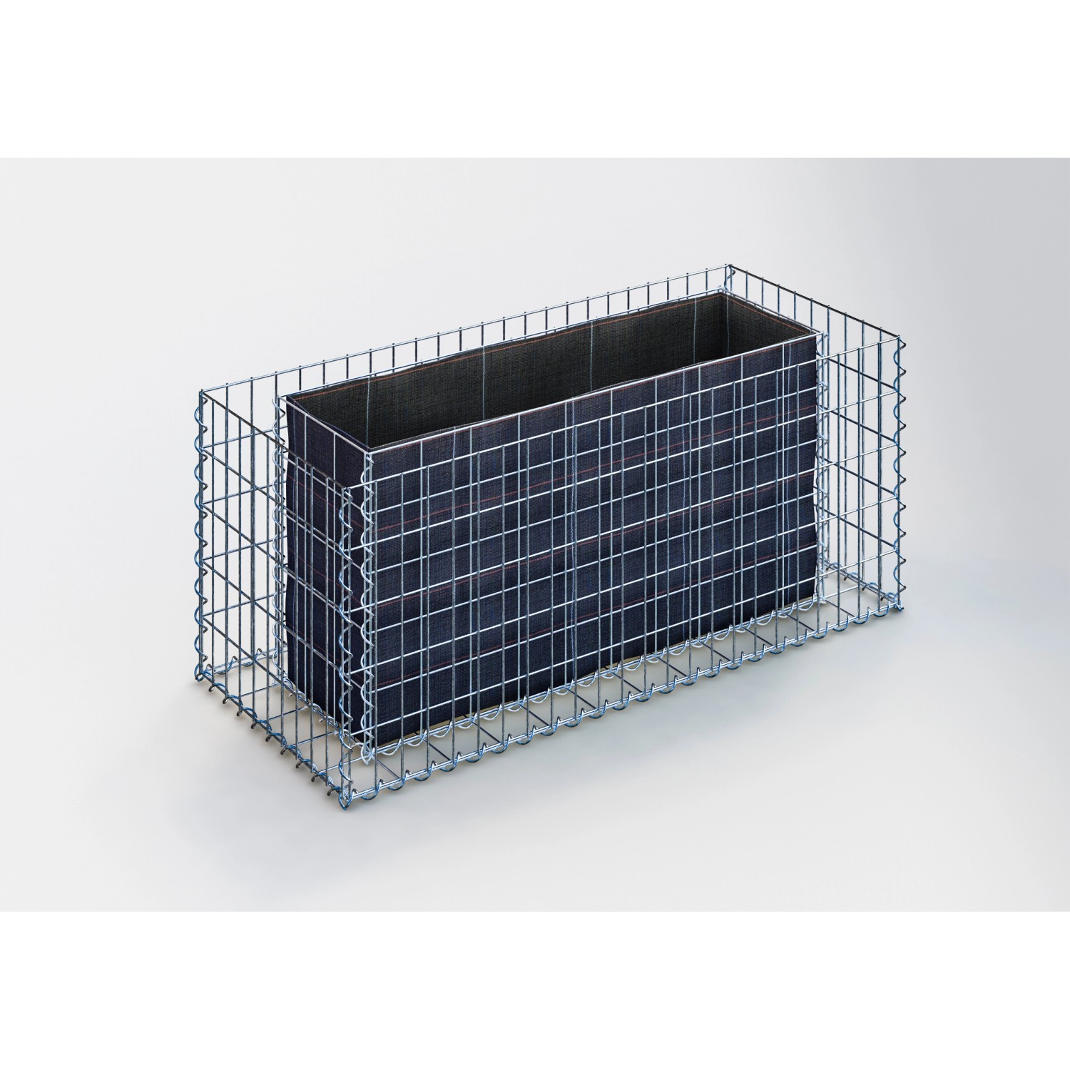 Eckiges Gabiona Gabionen-Hochbeet, 50x120x50cm, Maschenweite 5x10cm, Drahtkorb für Steine.