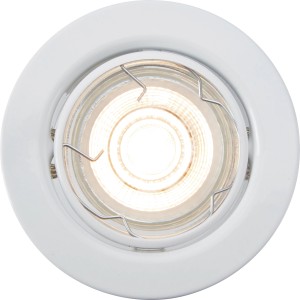 Weißer LED-Einbaustrahler aus Metall, 3er-Set für Deckenmontage.