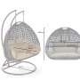 Home Deluxe Hängesessel Twin, grau, mit Maßen. Polyrattan Schwebesessel für 2 Personen mit Regenabdeckung.