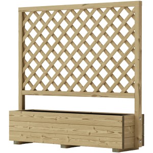 Kesseldruckimprägniertes Fichte Rankgitter Grinzing mit Pflanzkasten für den Garten.