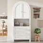 okwish Aufbewahrungsschrank mit Schubladen Türen Regal Wohnzimmer 70x35x180cm Weiß_3