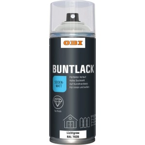OBI Buntlack Spray, RAL 7035 Lichtgrau, seidenmatt, 400 ml Dose.
