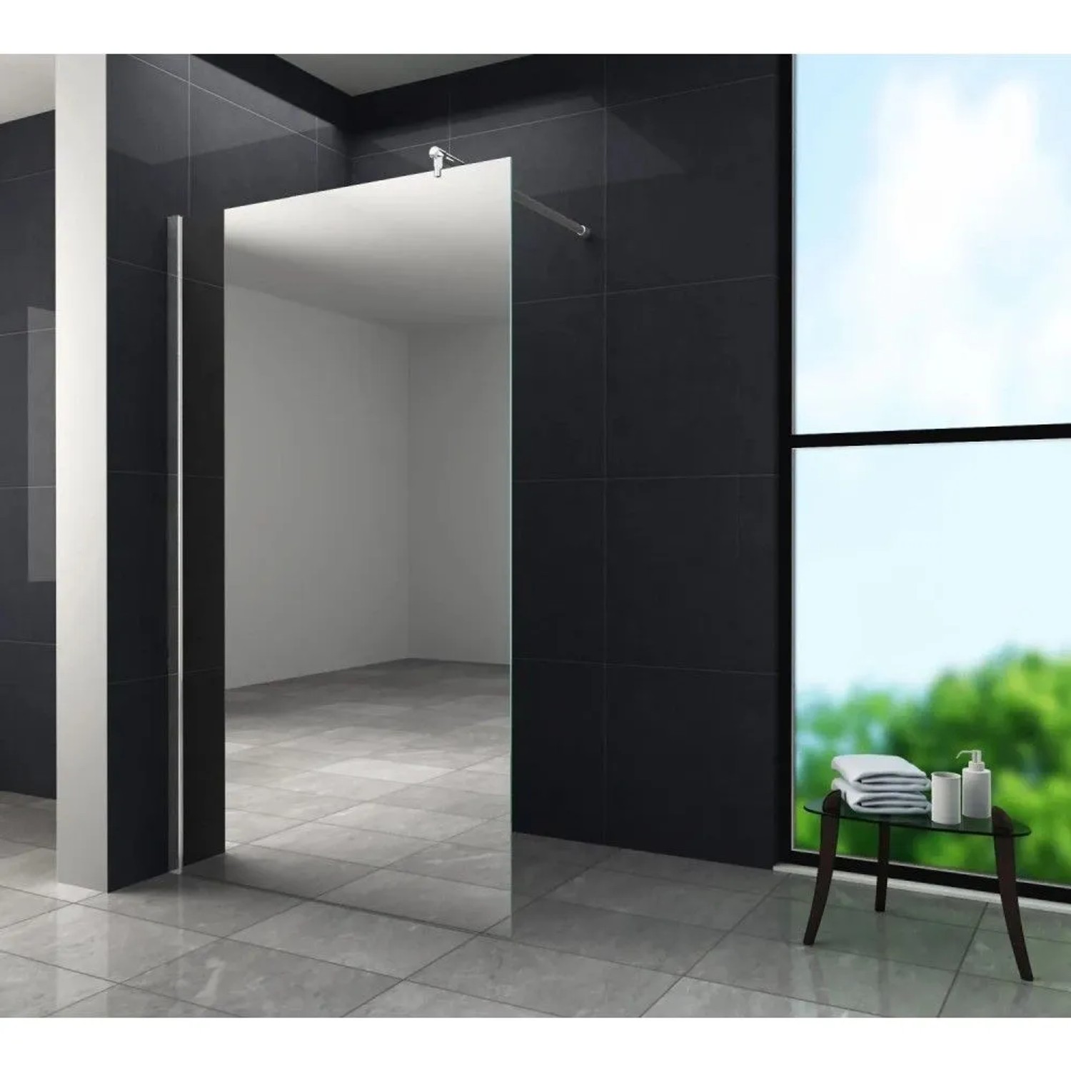 Glasdeals Walk-In Duschwand 120 x 200 cm AQUOS-MIRROR-3433_2