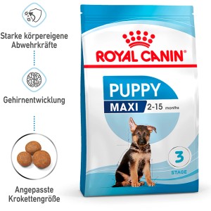 Royal Canin Maxi Puppy Trockenfutter 15kg für Welpen großer Rassen.