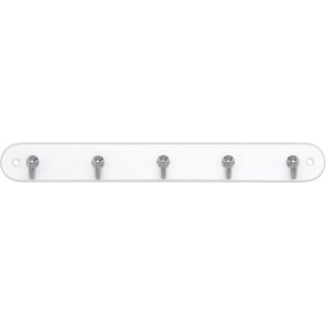 Weiße Siro Schlüsselleiste aus Buchenholz mit 5 Chromhaken, Länge 300 mm.