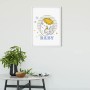 Wandbild: Dumbo Baby im weißen Rahmen, 30x40 cm, niedliches Elefanten-Motiv für Kinderzimmer.