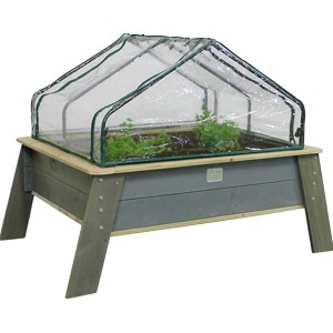 EXIT Aksent Hochbeet XL mit Gewächshaus und Gartengeräten, Holz, ideal für Kinder.