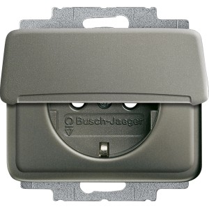 Busch-Jaeger Steckdoseneinsatz Alpha Nea Platin mit Klappdeckel