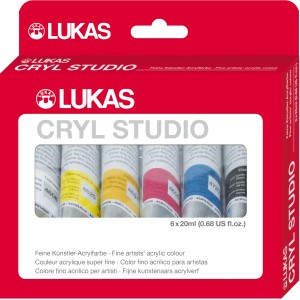 Lukas Cryl Studio Acrylfarben-Set 6 x 20 ml Tuben im Karton-Etui