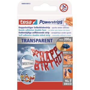 Tesa Powerstrips Deco Transparent 16 Stück
