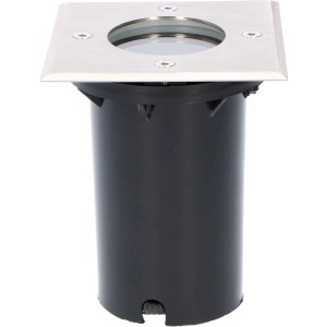 Eckiger LED`s light Außen-Einbaustrahler aus Edelstahl, 1-flammig für den Garten.