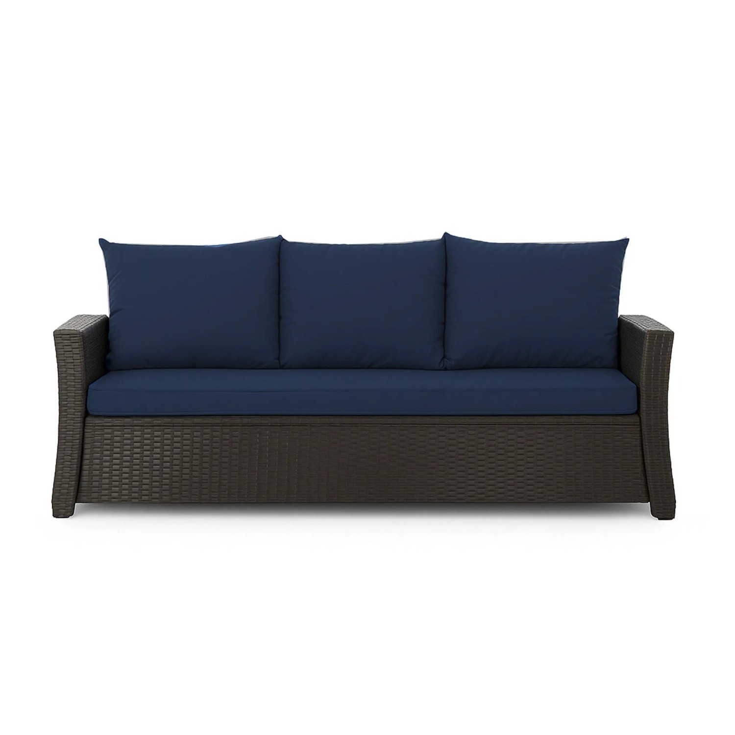 Marineblaues Gartenkissen-Set für 3-Sitzer Polyrattan Gartensofa (140x60x50 cm).
