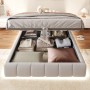okwish Polsterbett 140x200cm mit LED Beleuchtung und Stauraum Beige ohne Matratze_6