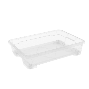 Transparente Santos Unterbettbox 52,5 l mit Rollen zur platzsparenden Aufbewahrung.