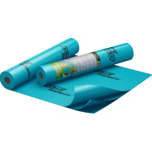 Icutec Dampfsperre, 10 m², blau, als Rolle und ausgerollt, Zubehör für Dämmstoffe.