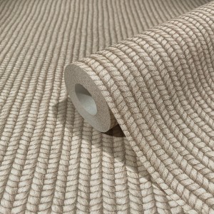 Beige Vliestapete Flora 10 von Marburg mit grafischem Seil-Muster, modern und FSC®-zertifiziert.