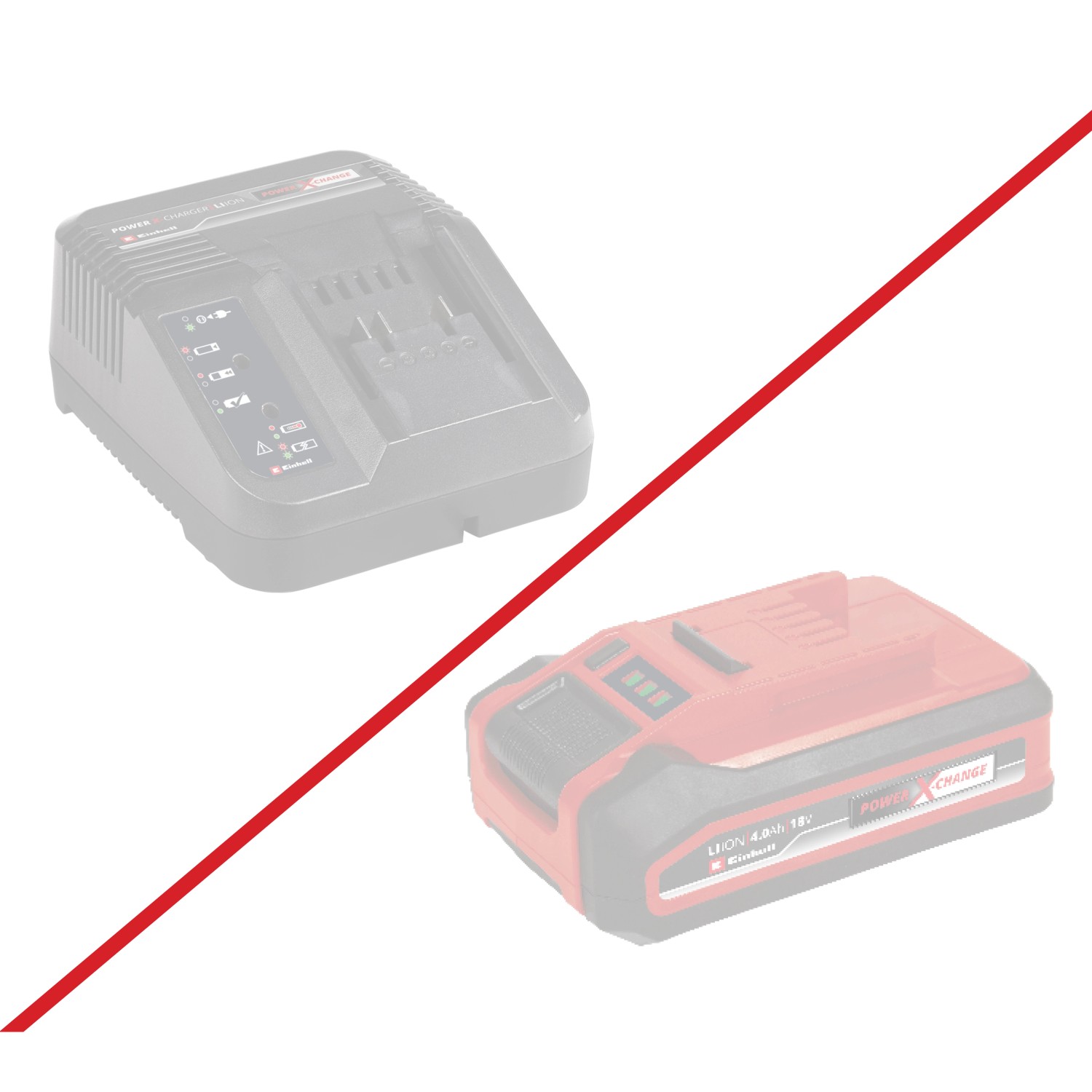 Einhell Power X-Change Akku und Ladegerät (nicht im Lieferumfang) für Akku-Sense Agillo.