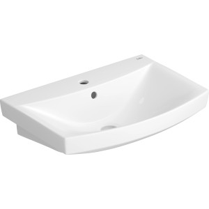 Weißer baliv Wand- & Aufsatzwaschtisch Mansfield, 60 cm, mit Hahnloch und Überlauf.