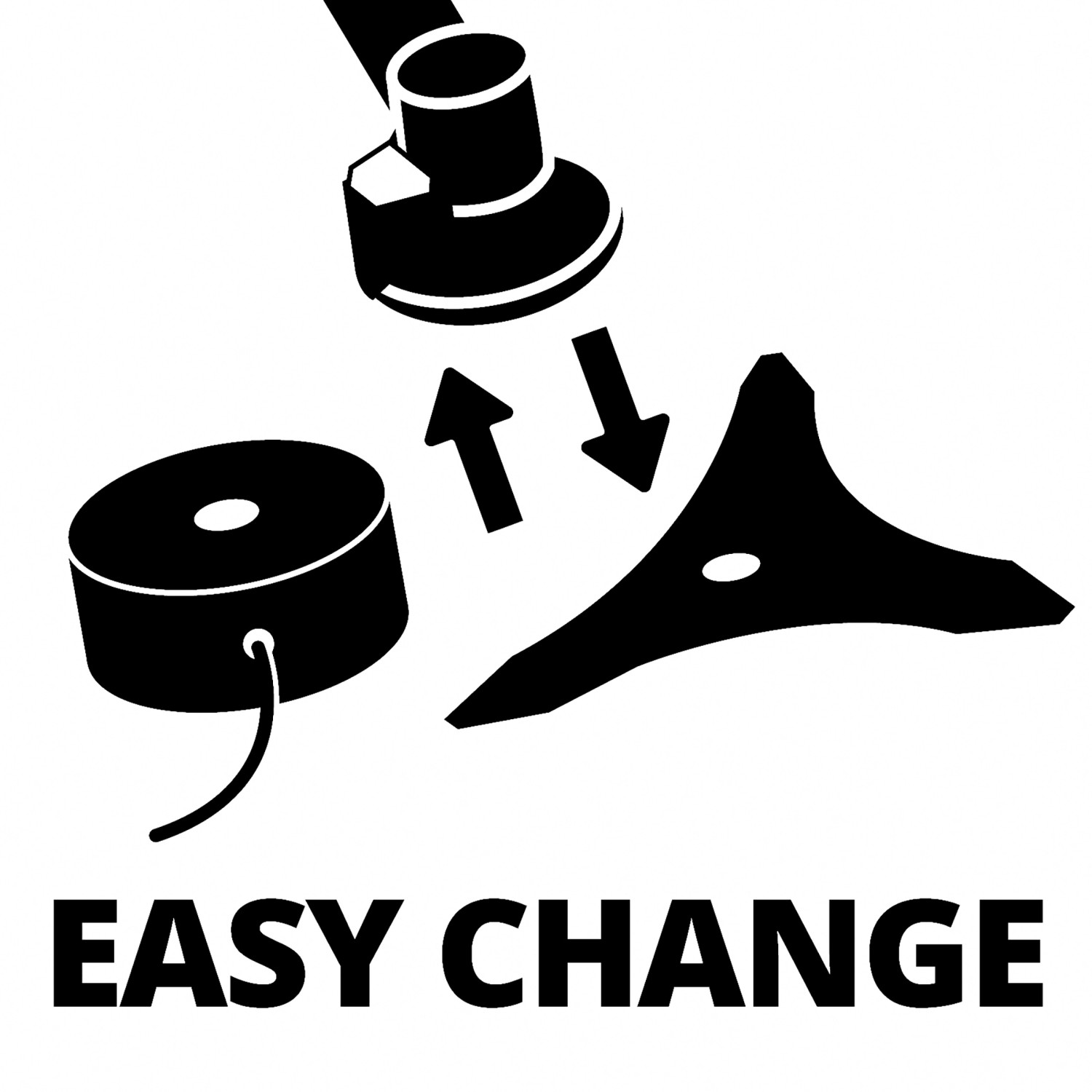 Symbolbild: Einfacher Wechsel von Fadenkopf und Messer bei der Einhell Akku-Sense Agillo.