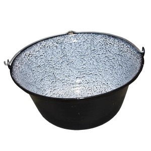 Schwarzer, emaillierter Gulaschkessel (14 l) für Outdoor-Küche & Grillen.