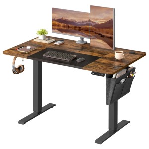 Songmics Schreibtisch Balok Höhenverstellbar 120 cm Braun-Schwarz