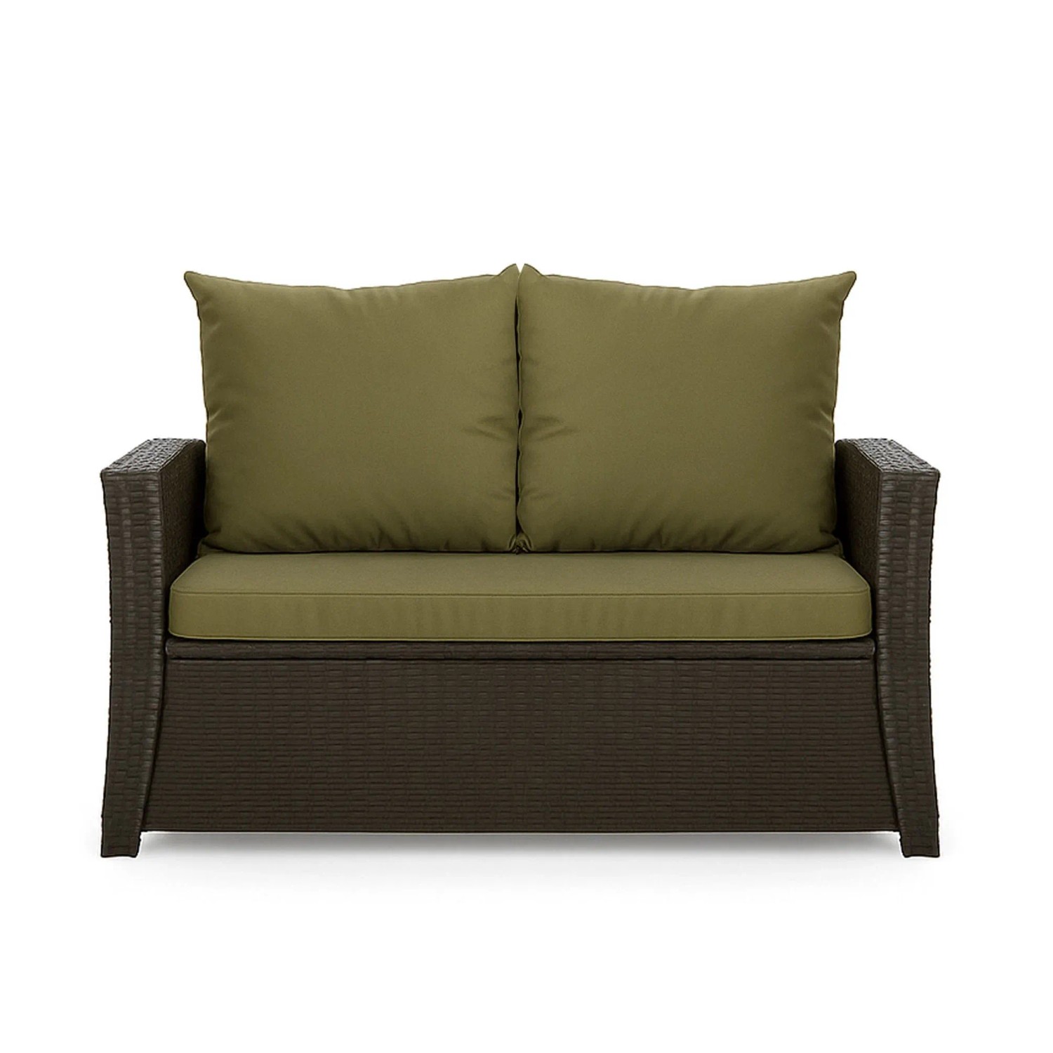 Grünes 2-Sitzer Gartensofa mit Kissen für Polyrattan Möbel, 110x60x50 cm.