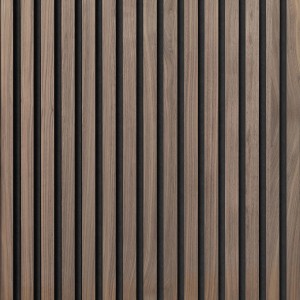 Akustikpaneel Wandverkleidung Walnuss, MDF mit schwarzem Akustikfilz, 60 cm (2 Stk.)