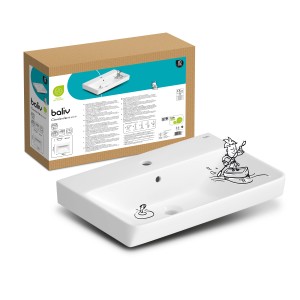 Weißer baliv Wand- & Aufsatzwaschtisch Cleveland, 60,5 cm, mit Hahnloch und Überlauf.