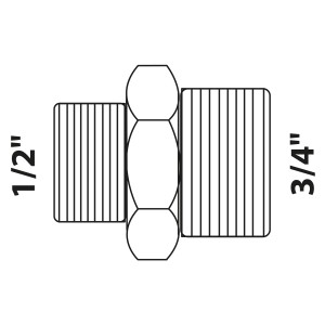 Kirchhoff Reduzier-Doppelnippel, 3/4" AG x 1/2" AG, Rotguss, Gewindefitting für Sanitär und Heizung.