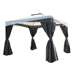Sojag Pavillon Malta 1010, schwarz, 305x305x271 cm mit Vorhängen.