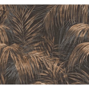 A.S. Création Vliestapete mit Palmenmuster in Schwarz und Braun.