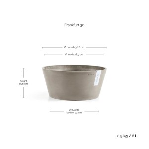 Ecopots Pflanzschale Frankfurt Braungrau 30 cm
