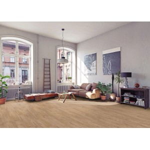 Wohnraum mit Kaindl Laminatboden Masterfloor XPT Akazie Chester Valeria in Holzoptik.