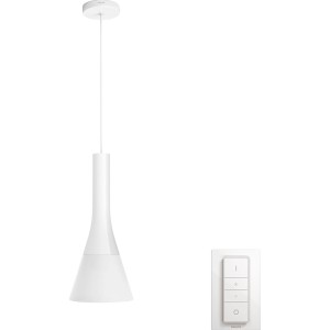 Weiße Philips Hue LED Pendelleuchte Explore mit Dimmer für stimmungsvolles Licht.