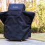 Schwarze Char-Broil Wetterschutzhaube für 2-Brenner Grill, schützt vor Wind und Wetter.